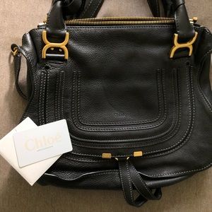 Chloe Marcie Medium Crossbody Satchel Bag Black